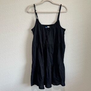 NWT Old Navy Womens Large Cami Tiered Dress Swiss Dot Black Boho Casual